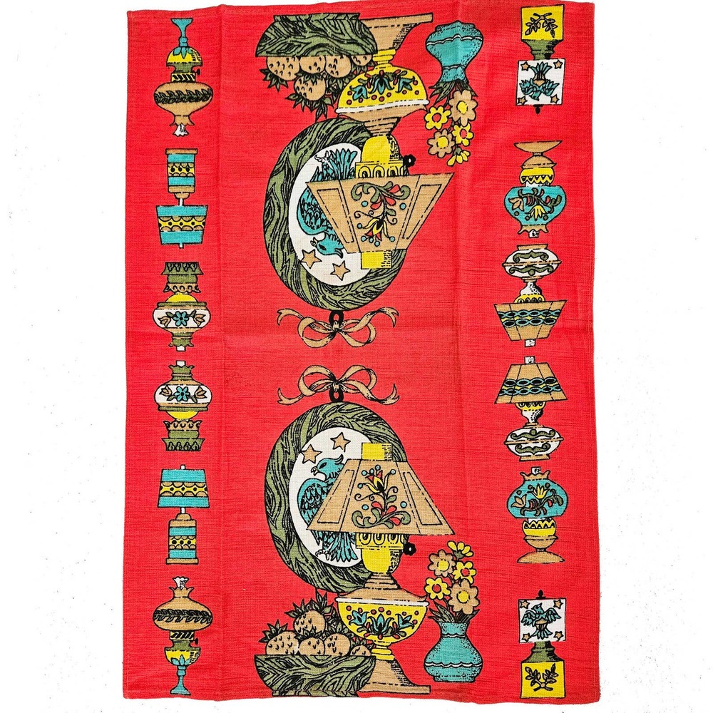 Set of 2 Parisian Prints kitchen tea Towels tomato red collection of lamps new